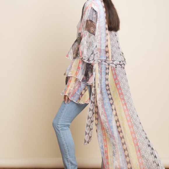 NWT- Women's Multi-Print Belted Duster - Picture 4 of 5